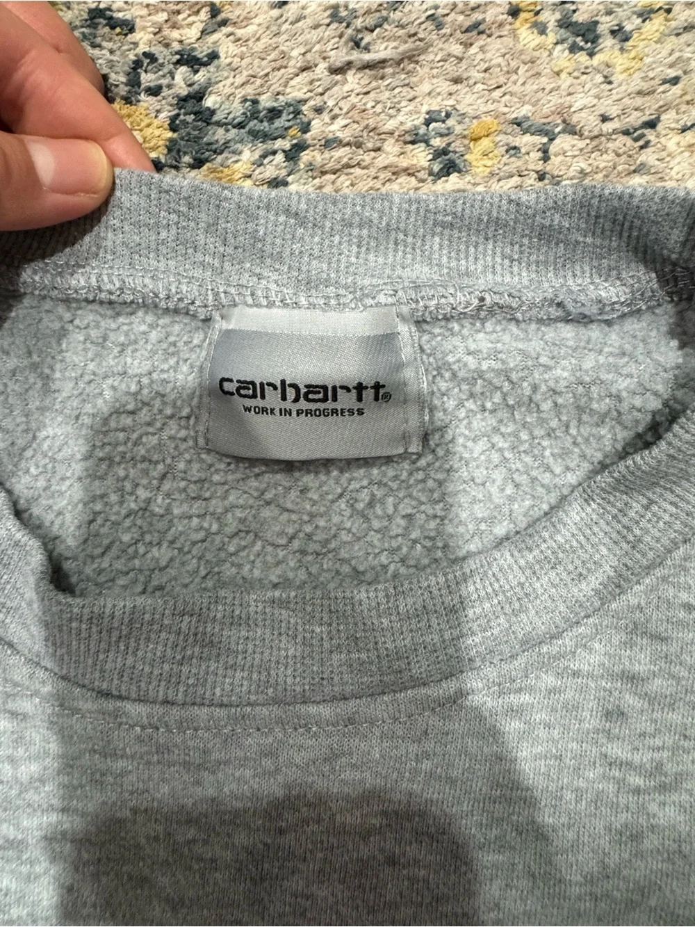 Carhartt Gray Crewneck Sweatshirt with Chest Pocket and Logo